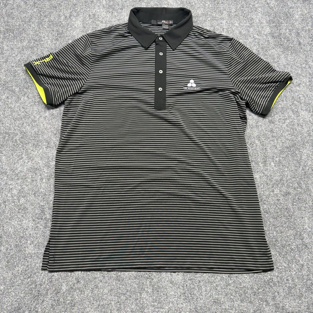 RLX Ralph Lauren Polo Men XL Black Stripe Three Boulders Golf Club Performance